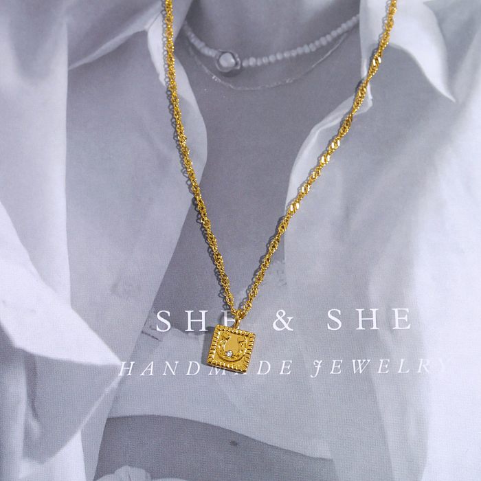 Collar pendiente plateado oro geométrico del acero inoxidable 18K del estilo simple casual a granel