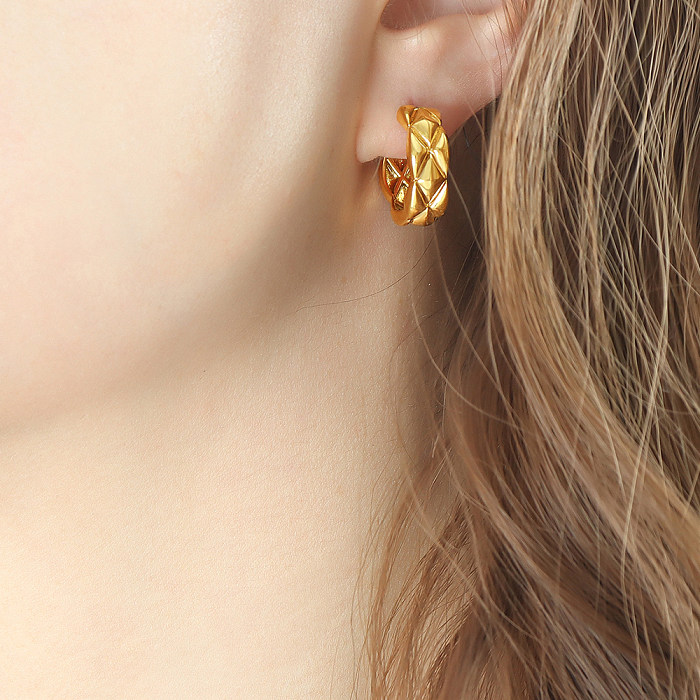 1 paire de boucles d'oreilles géométriques élégantes en acier inoxydable plaqué or 18 carats