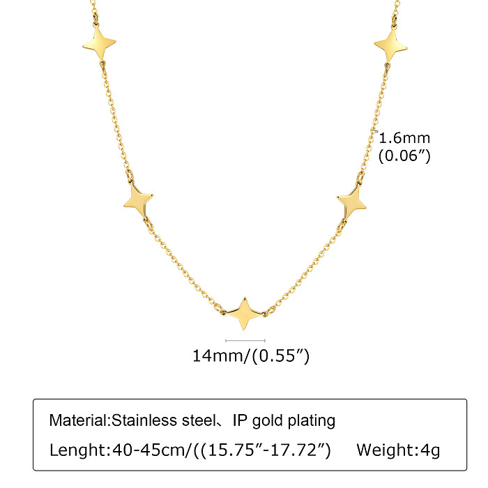 Französischer Stil, klassischer Stil, sternförmig, herzförmig, Edelstahl, 18 Karat vergoldete Halskette in großen Mengen