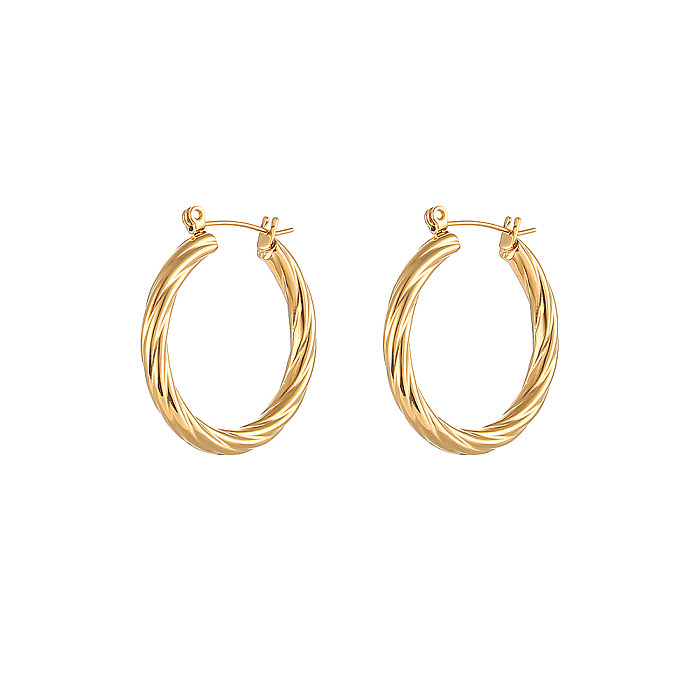 1 Piece Basic Simple Style Classic Style Solid Color Plating Stainless Steel  18K Gold Plated Hoop Earrings Ear Studs
