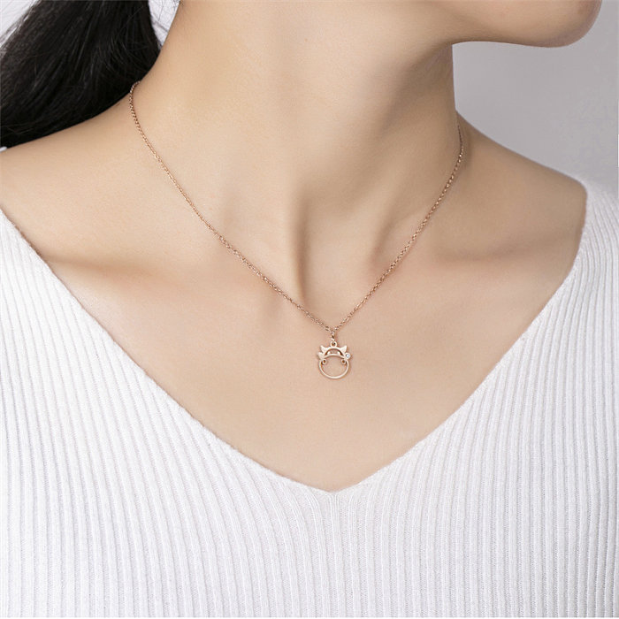Casual Simple Style Classic Style Cattle Stainless Steel  Stainless Steel Rose Gold Plated Pendant Necklace In Bulk