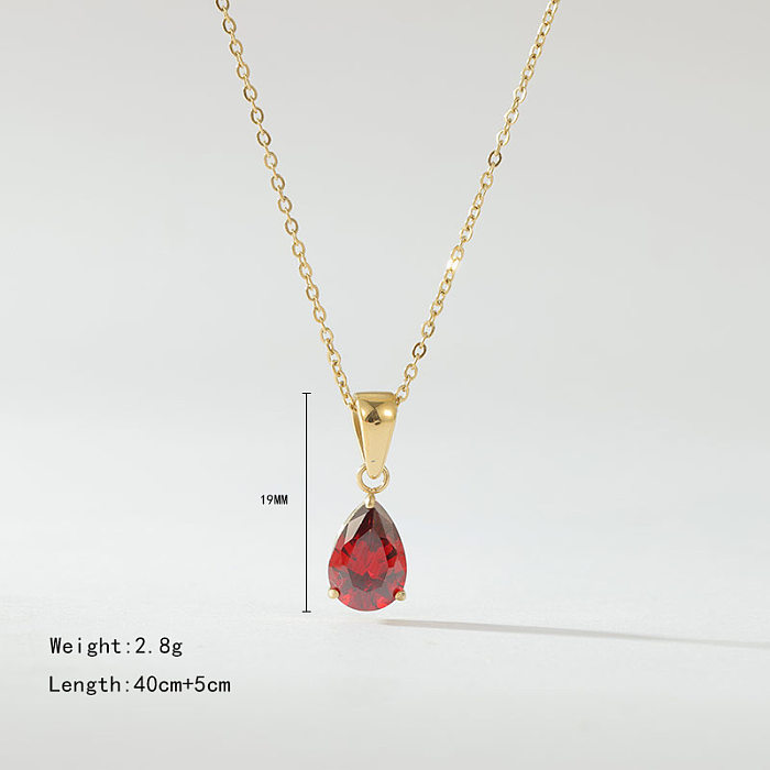 Fashion Water Droplets Stainless Steel Necklace Inlay Zircon Stainless Steel  Necklaces