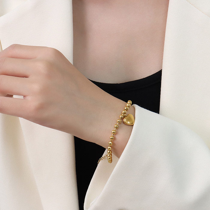 Bracelet en or 18 carats en acier titane, bijoux à main en boule d'acier géométrique Simple rétro