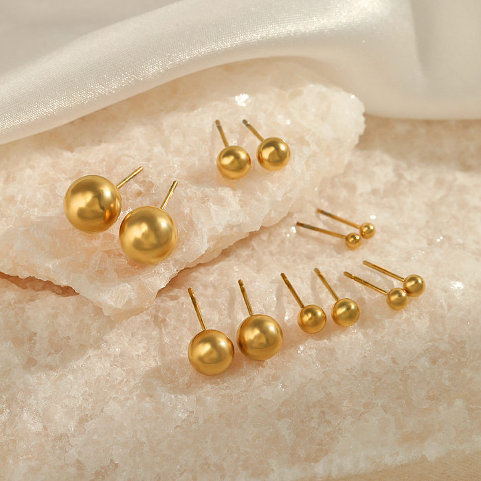Simple Style Ball Solid Color Stainless Steel  Plating Ear Studs 1 Pair