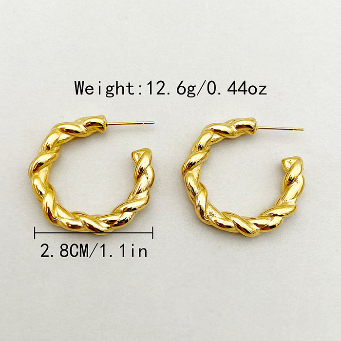 1 Pair Vintage Style Sweet Simple Style C Shape Twist Plating Stainless Steel  Gold Plated Earrings