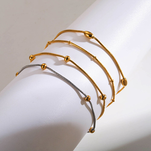 Wholesale INS Style Round Stainless Steel 14K Gold Plated Bracelets