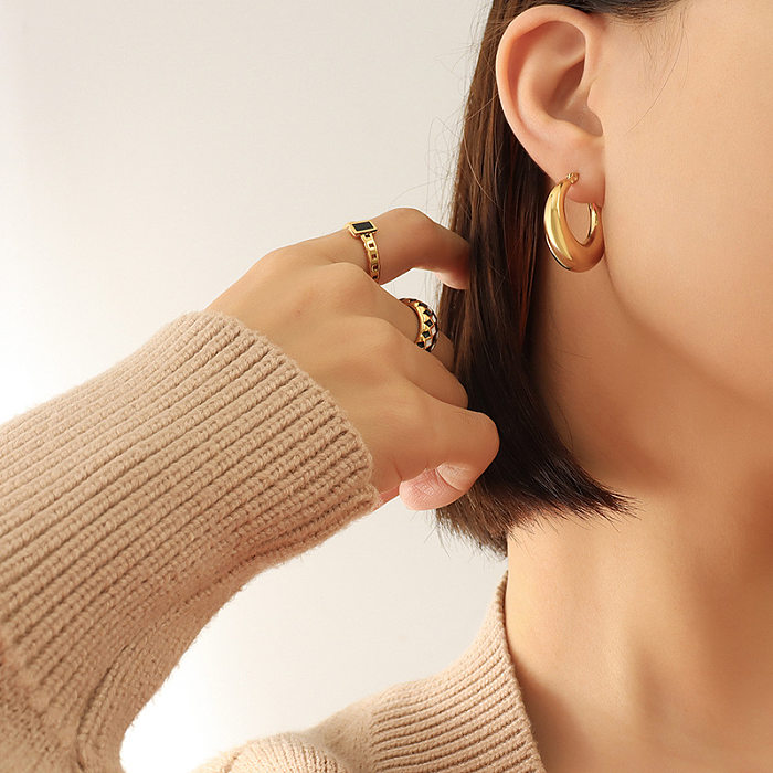Boucles d'oreilles géométriques en forme de U en acier inoxydable, vente en gros, nouvelle mode