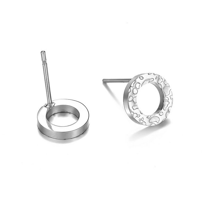 1 paire de clous d'oreilles plaqués or 14 carats, couleur unie, Style Simple, en acier inoxydable