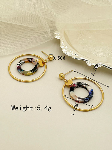 1 Pair Modern Style Round Plating Stainless Steel  Gold Plated Drop Earrings