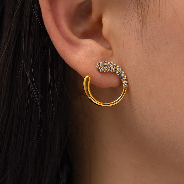 Modische Ohrstecker mit geometrischem Edelstahl-Inlay und künstlichen Perlen, 1 Paar