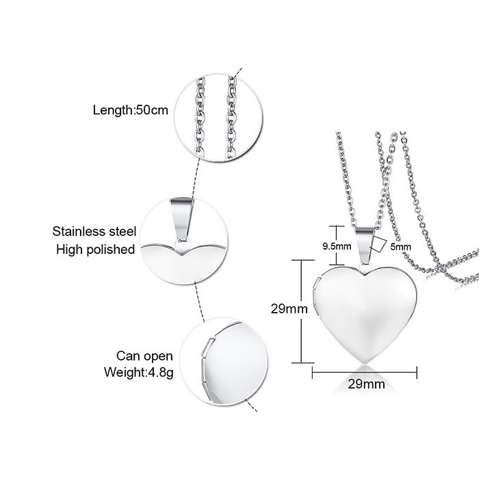 أزياء إلكتروني شكل قلب الفولاذ المقاوم للصدأ تصفيح قلادة قلادة 1 قطعة