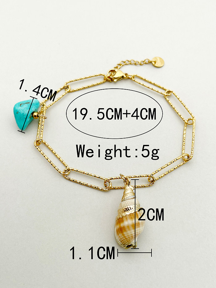 Vacation Simple Style Conch Stainless Steel Patchwork Plating 14K Gold Plated Bracelets