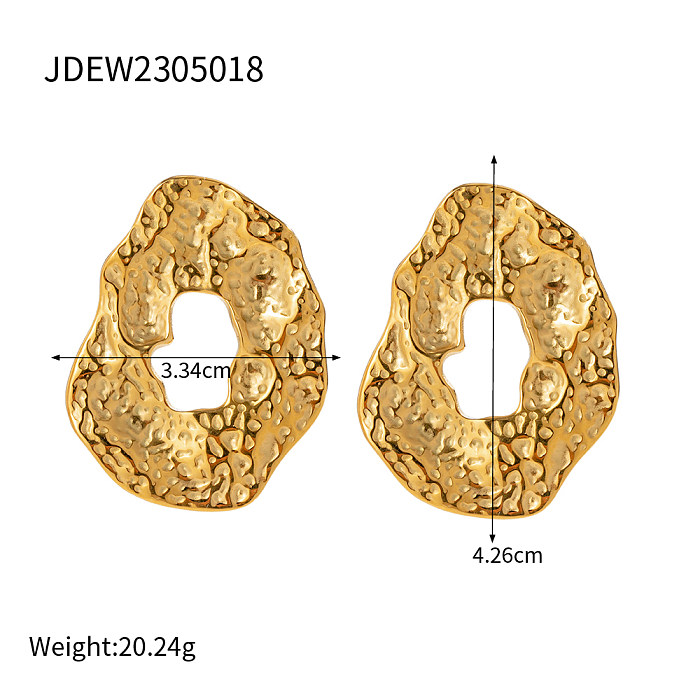 1 Pair Simple Style O-Shape Plating Pleated Stainless Steel  Stainless Steel 18K Gold Plated Earrings
