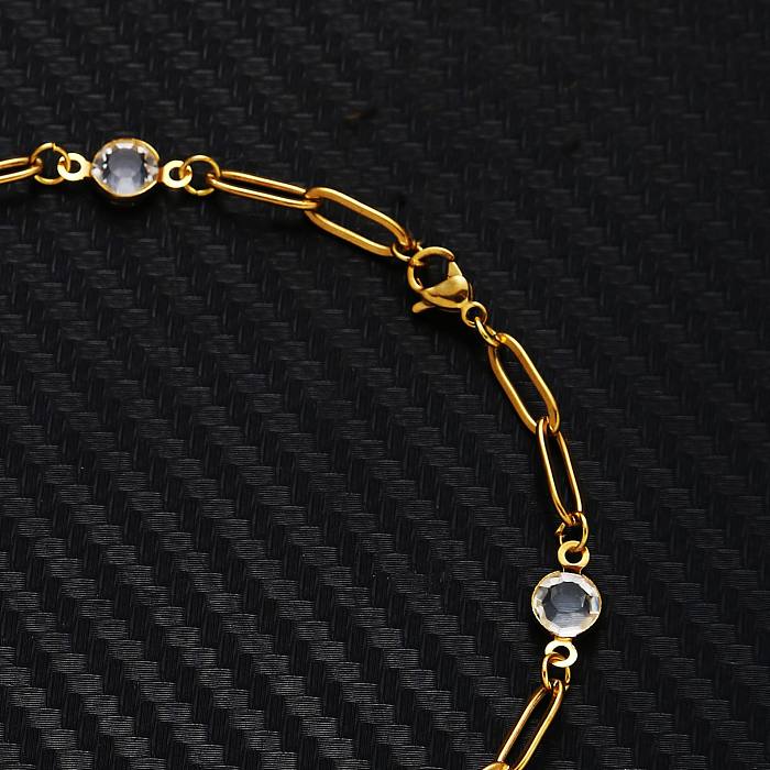 Bracelets en cristal artificiel plaqué or, Style Hip-Hop Simple, géométrique, en acier inoxydable, vente en gros