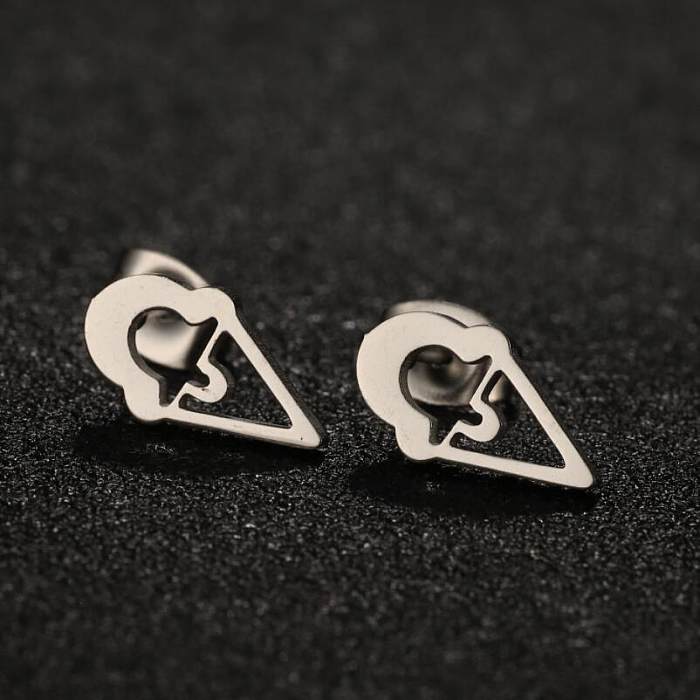 1 Pair Lady Heart Shape Butterfly Stainless Steel  Irregular Plating Ear Studs