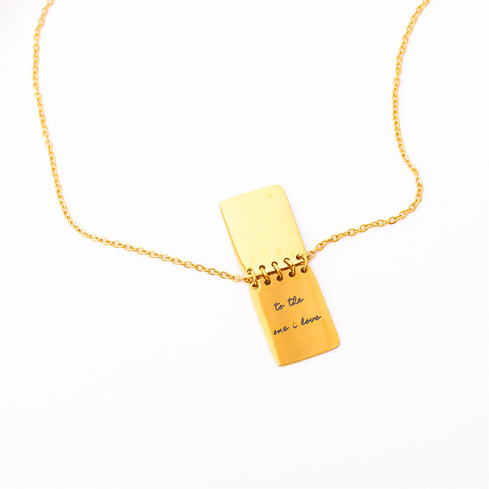 Collar con colgante chapado en oro de 18 quilates con revestimiento de acero inoxidable con letras de estilo simple informal