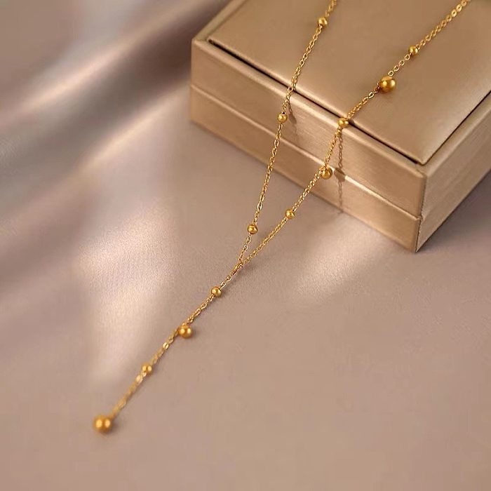 Simple Style Ball Stainless Steel Plating Long Necklace