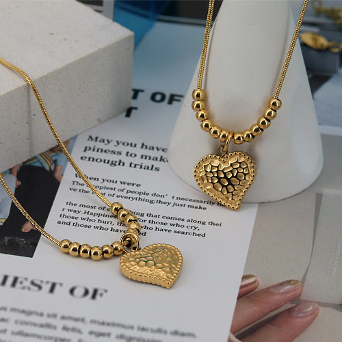 Fashion Heart Shape Stainless Steel Gold Plated Necklace 1 Piece