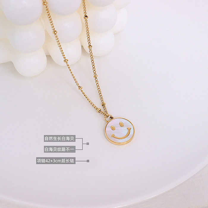 Fashion Shell Smile Face 18k Gold Plated Stainless Steel Clavicle Chain Wholesale jewelry