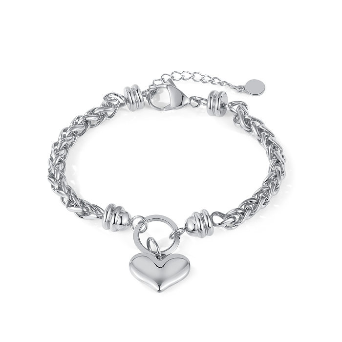 1 Piece Glam Fashion Sweet Heart Shape Stainless Steel Titanium Steel Chain Bracelets