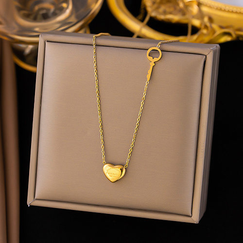 Simple Style Commute Heart Shape Stainless Steel Plating Pendant Necklace