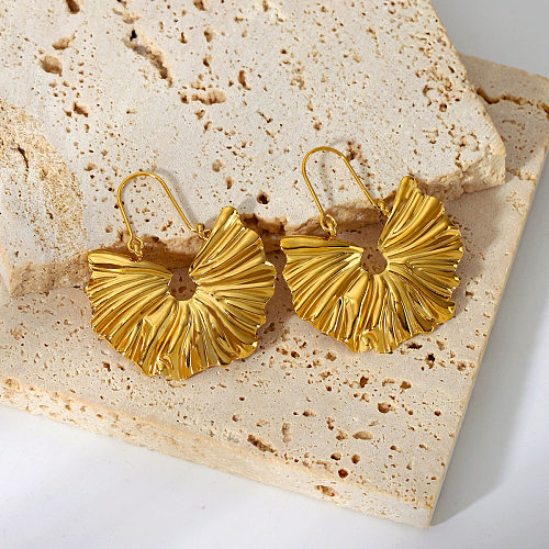 1 Pair French Style Solid Color Plating Stainless Steel  18K Gold Plated Earrings