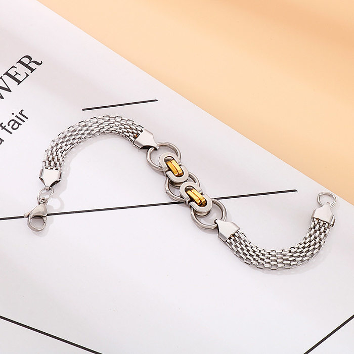 Bracelet géométrique en acier inoxydable à coutures de chaîne en maille simple