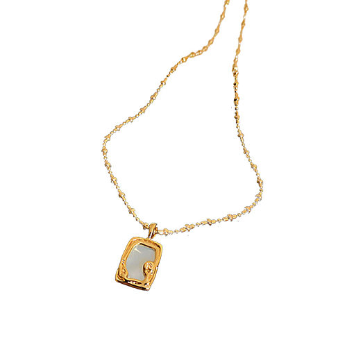 Elegant Geometric Stainless Steel Inlay Artificial Pearls Rhinestones Necklace