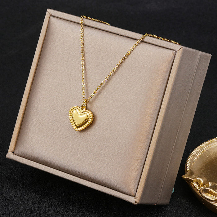 Simple Style Moon Heart Shape Stainless Steel  Plating Pendant Necklace 1 Piece