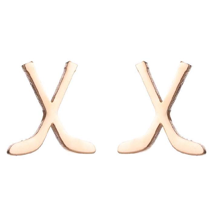 1 Paar unregelmäßige Ohrringe aus Edelstahl mit Buchstaben im schlichten Stil