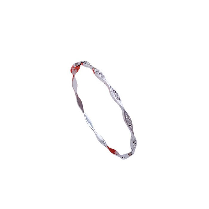 Bracelet rond en titane et acier avec incrustation de strass, style simple