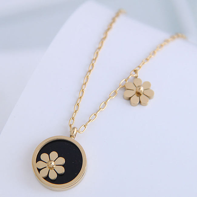 Fashion Stainless Steel Round Daisy Necklace