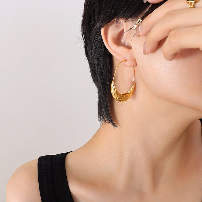 Damen-Ohrringe aus Edelstahl im schlichten Stil mit geometrischer Beschichtung, ohne eingelegte Edelstahlohrringe