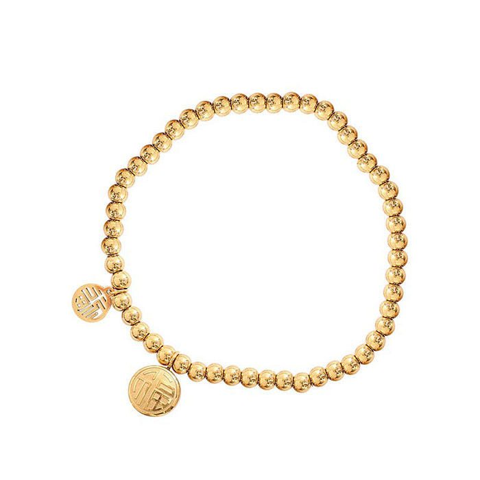 Bracelets plaqués de perles en acier et titane, style simple, visage souriant, 1 pièce