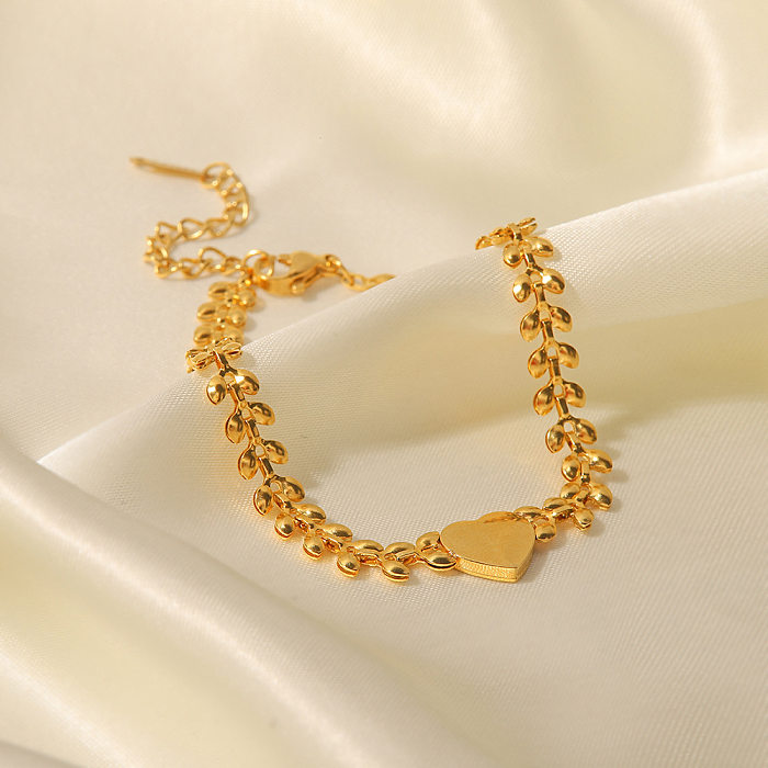 Bracelets de coquille plaqués or en acier inoxydable en forme de cœur à la mode