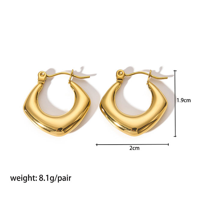 1 Pair Modern Style Round Heart Shape Stainless Steel  Hoop Earrings