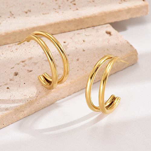 1 Pair Simple Style C Shape Stainless Steel  Polishing Plating 14K Gold Plated Ear Studs