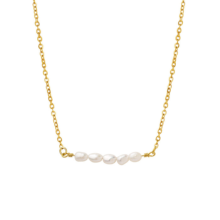 Collier de perles de placage en acier inoxydable géométrique à la mode