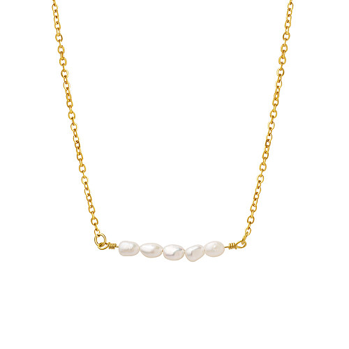 Collier de perles de placage en acier inoxydable géométrique à la mode