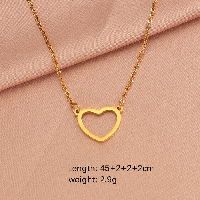 Lady Heart Shape Stainless Steel  Plating Pendant Necklace