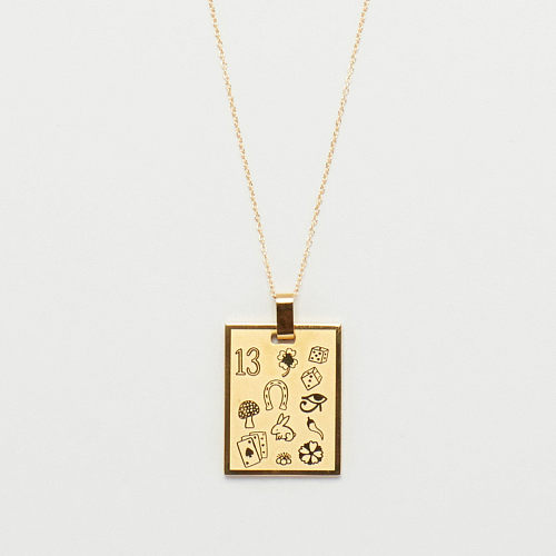 Collier pendentif plaqué or 18 carats en acier inoxydable avec œil de lettre de lapin de style simple
