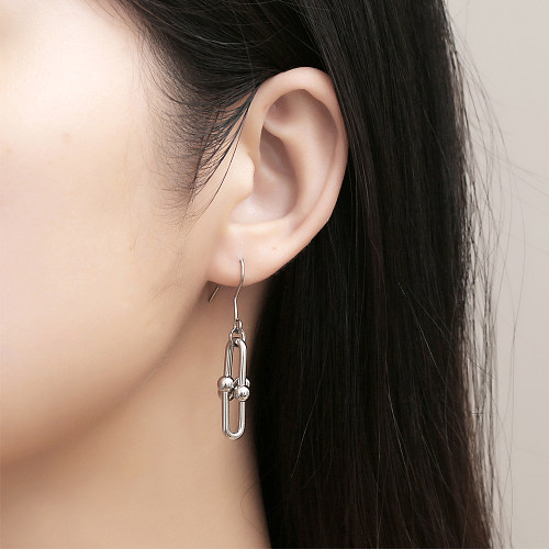 1 pièce de boucles d'oreilles pendantes en acier inoxydable poli en forme de U de Style moderne de Style IG