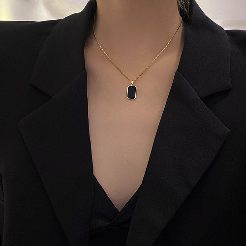 Simple Style Square Stainless Steel Plating Pendant Necklace