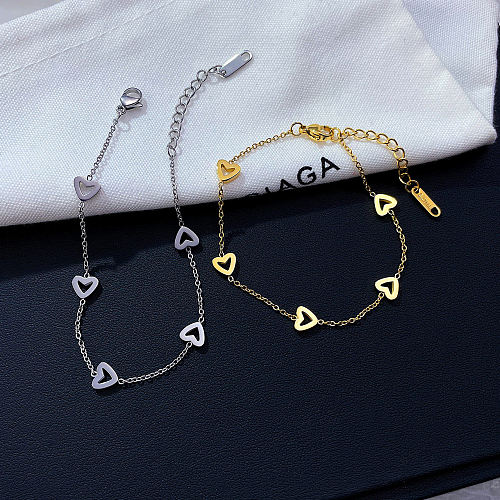 Bracelets de placage en acier inoxydable en forme de cœur de style simple