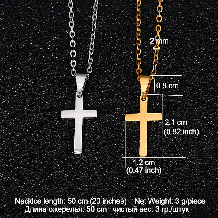 Modern Style Simple Style Cross Stainless Steel  Plating Pendant Necklace Long Necklace