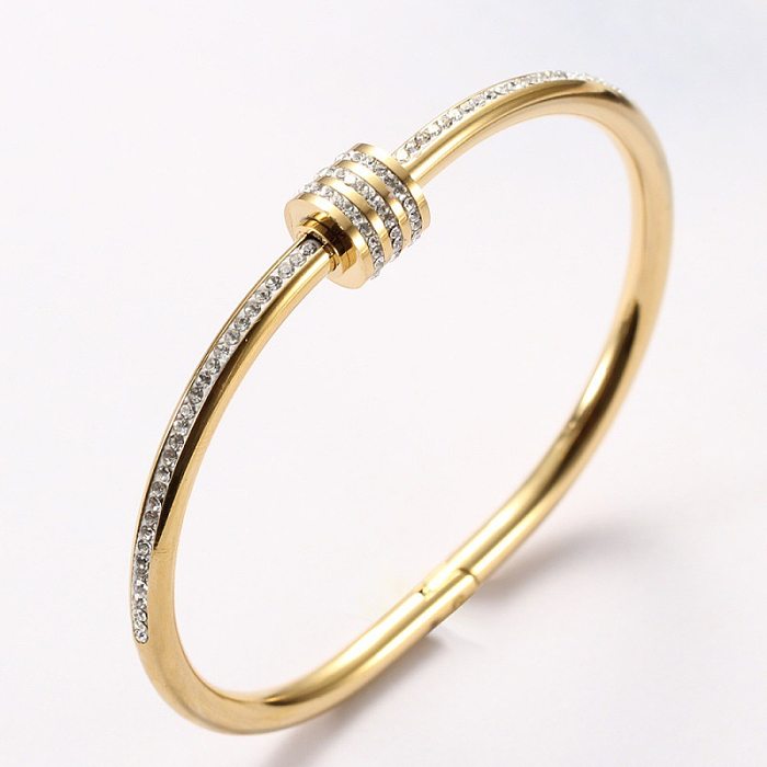Moda titânio aço diamante espiral pulseira de aço inoxidável