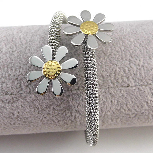 1 pièce de bracelet plaqué acier titane fleur à la mode