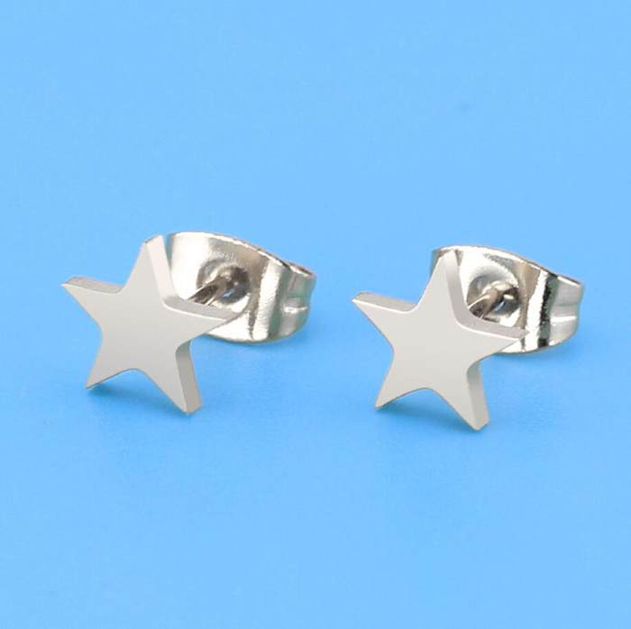 1 Pair Fashion Star Moon Stainless Steel  Plating Ear Studs