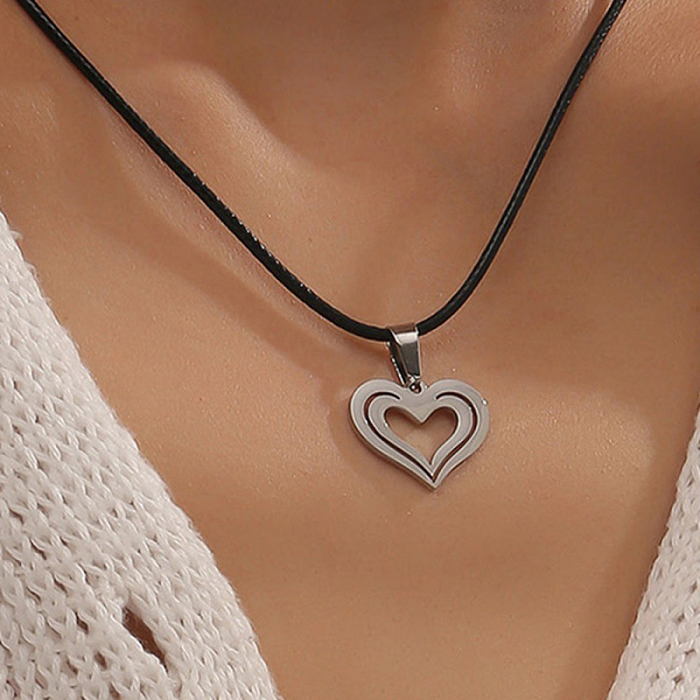 Commute Heart Shape Stainless Steel  Pendant Necklace