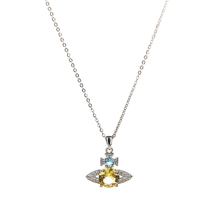 Collier pendentif avec nœud papillon de Style Simple, 1 pièce, incrustation de chaîne en acier inoxydable, pierres précieuses artificielles